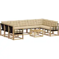 vidaXL Buiten bank set 10 st Wit en Beige