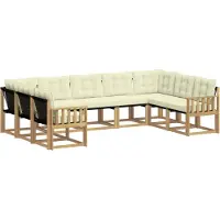 vidaXL Buiten bank set 9 st Wit en crèmekleurig