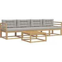 vidaXL Buiten bank set 4 st Wit en Lichtgrijs