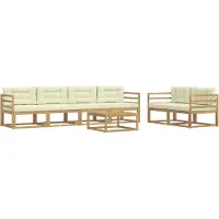 vidaXL Buiten bank set 6 st Wit en crèmekleurig