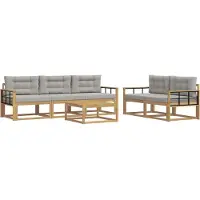 vidaXL Buiten bank set 6 st Wit en Lichtgrijs