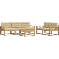 vidaXL Buiten bank set 6 st Wit en Beige