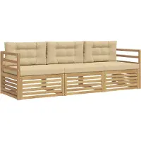 vidaXL Buiten bank set 3 st Wit en Beige Polyester