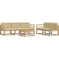 vidaXL Buiten bank set 6 st Wit en Beige