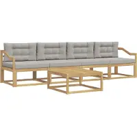 vidaXL Buiten bank set 4 st Wit en Lichtgrijs