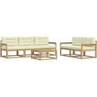 vidaXL Buiten bank set met kussen 6 pcs Wit en crèmekleurig