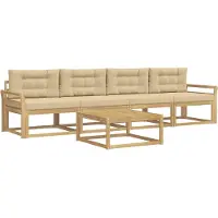 vidaXL Buiten bank set 4 st Wit en Beige