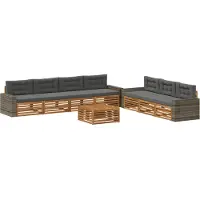 vidaXL Buiten bank set 8 st Natuurlijk en Antraciet Polyester