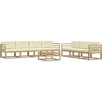 vidaXL Buiten bank set 7 st Wit en crèmekleurig