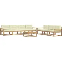 vidaXL Buiten bank set 7 st Wit en crèmekleurig