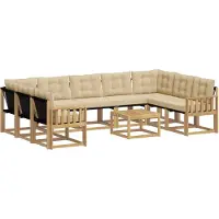 vidaXL Buiten bank set met kussen 10 pcs Wit en Beige