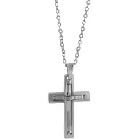 Akzent dames ketting met hanger Devin ankerketting, roestvrij staal, kruishanger, 43 + 5 cm