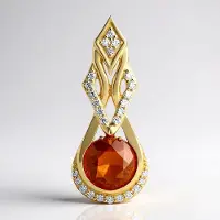 Cavill - 9 Karaat Geel Goud Hanger - Spaanse Sfaleriet 2,236 ct - 31 Tanziaanse Zirkonia's - Luxe Druppelvorm - Elegante Gouden Sieraad