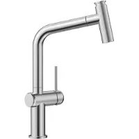 CECIPA MAX Uittrekbare Keukenkraan - Horizontaal Schuin 7-ontwerp - Hamer-vormige Kop - 2 Straalstanden - 40 cm Uittrekbereik - 304 RVS - Gebürstet