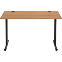 Basics Rechthoekig Bureau - 120 X 60 X 73,6 Cm - Computerbureau Met Beukenkleurig Blad En Zwart Metalen Frame - Eenvoudige Montage - Modern Werkbureau Voor Thuis En Kantoor