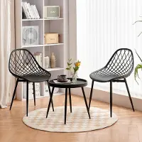 Glamour Modern 3-delige Woonkamer & Eetkamer Set – 2 Design Stoelen + Salontafel – Compact, Zwart, Metalen Poten