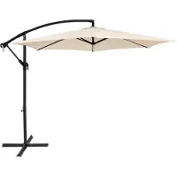 Acaza Parasol - Zweefparasol - Beige - 300 cm diameter - Staal - Parasols - Rond - UV werend doek - Kantelbaar