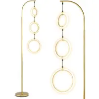 Costway LED-vloerlamp met 3 lampenkappen, 180 cm, staande lamp met 3 hangende lampenkappen en voetpedaal, dimbaar