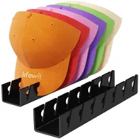 LONGZIMING -Pettenhouder - Baseballpet Opberger - Cap Rack - Ruime Vakken Voor 7 Petten - Anti-Slip En Zelfklevend - Duurzaam Kunststof - Space-Saving Design - Beschermt Petvorm - 2 Stuks