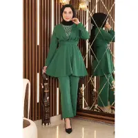 Turkishsouq Steen Detailed Met riem Set Smaragdgroen