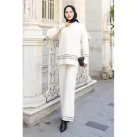 Turkishsouq Stripe Detailed Gebreide kleding Pak Wit