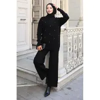 Turkishsouq Steen Detailed Gebreide kleding Pak Zwart