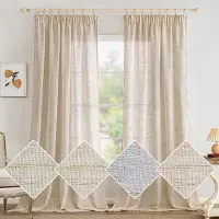 Unyqoos Stijlvolle Linnenlook Gordijnen met Plooiband voor Woonkamer en Slaapkamer, Set van 2, 140 x 245 cm