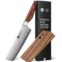Xinzuo x Uliassi – Nakiri Mes Damascus 18,5 cm – Professioneel Keukenmes – Xing Series – Mauro Uliassi (3-sterren Michelin chef)