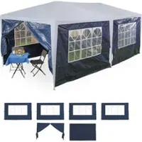 Relaxdays zijwanden partytent - set van 6 - 2x3 m - waterdicht - ramen en deur - PE - losse zeilen
