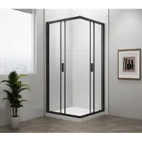 Polysan Easy Black Vierkante douchecabine 90x90cm, helder glas