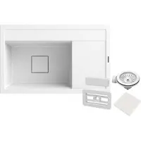 Granitan Spoelbakken Granieten Rendo - Wasbak Keuken Wit - Met Sifon - 80x50x22cm