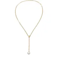 Elli - Halsketting - Y-Kette Synthetische Perle Weiß 925 Sterling Silber vergoldet - Dames