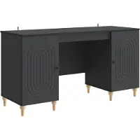 vidaXL Bureau Zwart 142,5 x 50 x 75 cm Bewerkt hout