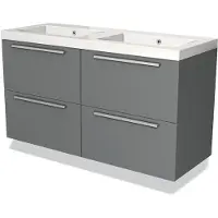 Maxaro Modulo Badkamermeubel met wastafel | 120 cm Middengrijs Vlak front Mineraalmarmer 4 lades