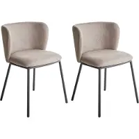 Beliani MINA - Eetkamerstoel set van 2 - Taupe - Polyester