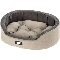 Ferplast Dandy Hondenbed, afneembaar, wasbaar kussen, katoenen hoes met zachte vulling, ook ideaal als kattenhuis, 55 x 41 x H 15 cm, bruin