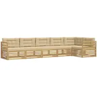 vidaXL Buiten bank set 6 st Wit en Beige Polyester