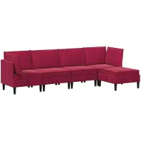 vidaXL Woonkamer Meubelset met kussen 5 pcs Wijnrood Fluweel