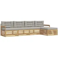 vidaXL Buiten bank set 5 st Wit en Lichtgrijs Polyester