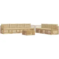 vidaXL Buiten bank set 8 st Wit en Beige Polyester
