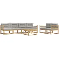 vidaXL Buiten bank set met kussen 6 pcs Wit en Lichtgrijs