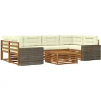 vidaXL Buiten bank set 7 st Natuurlijk en Crème Polyester