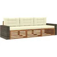 vidaXL Buiten bank set 3 st Natuurlijk en Crème Polyester