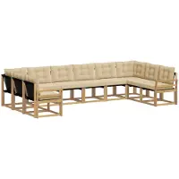 vidaXL Buiten bank set met kussen 10 pcs Wit en Beige