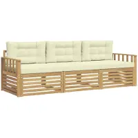 vidaXL Buiten bank set 3 st Wit en crèmekleurig Polyester