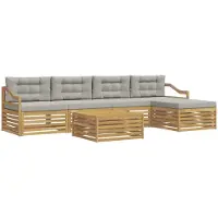 vidaXL Buiten bank set 6 st Wit en Lichtgrijs Polyester
