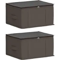 vidaXL Opbergdoos met transparant bovenraam 2 pcs Grijs Nonwoven stof