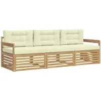 vidaXL Buiten bank set 3 st Wit en crèmekleurig Polyester