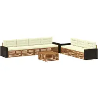 vidaXL Buiten bank set 8 st Natuurlijk en Crème Polyester
