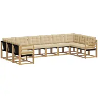 vidaXL Buiten bank set met kussen 10 pcs Wit en Beige